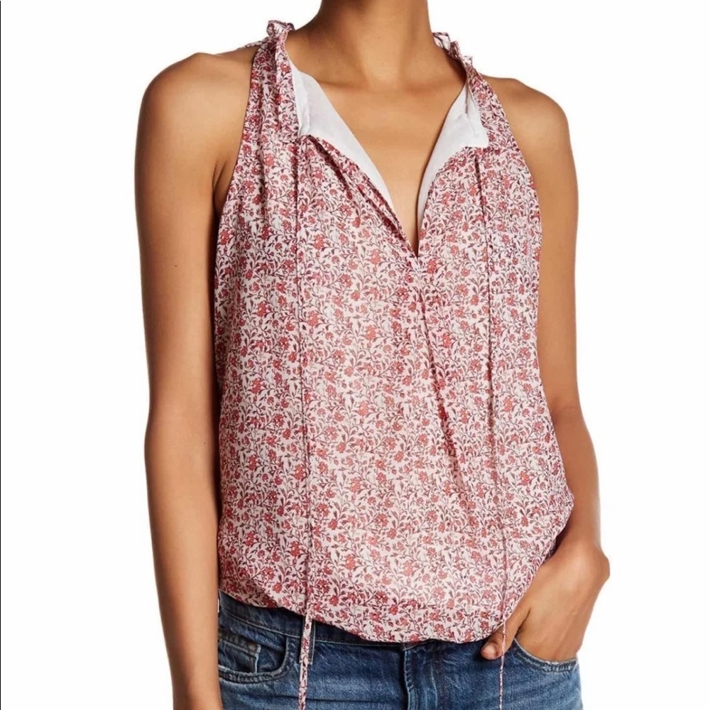 MAX STUDIO SLEEVELESS BUBBLE HEM BLOUSE